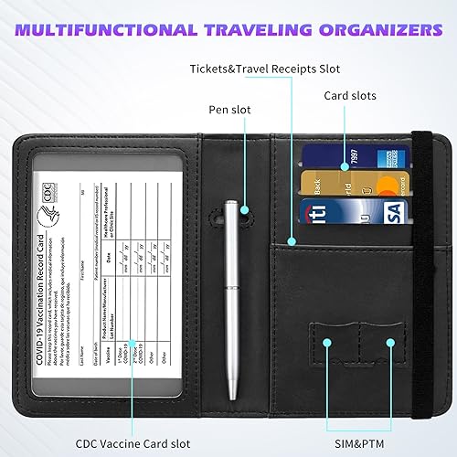 Mxfdegf Passport and Wallet Combo with RFID BlockingLeather Travel Documents Organizer Protector Passport Cover Passport Case Passport Holder for Women and MenCool Animal Horse - Image 3
