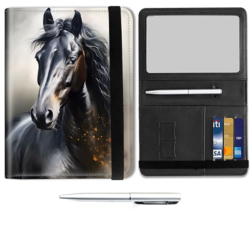 Mxfdegf Passport and Wallet Combo with RFID BlockingLeather Travel Documents Organizer Protector Passport Cover Passport Case Passport Holder for Women and MenCool Animal Horse - Image 1