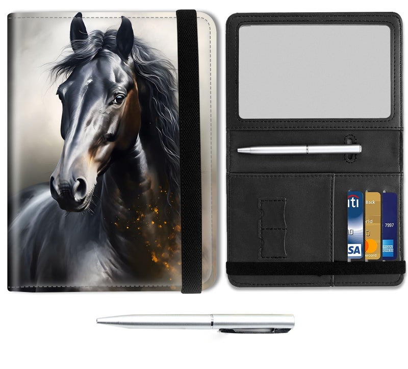 Mxfdegf Passport and Wallet Combo with RFID BlockingLeather Travel Documents Organizer Protector Passport Cover Passport Case Passport Holder for Women and MenCool Animal Horse - Image 2