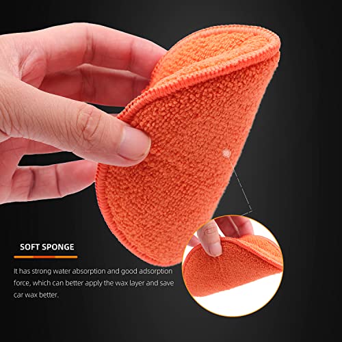 SPTA Microfiber Applicator Pads, 9Pcs 5 inch Car Wax Applicator Hand Polishing Microfiber Foam Pads Set with Grip of Elastic Band, Microfiber Buffing Cleaning Pads for Car Polish Applying Wax - Image 3