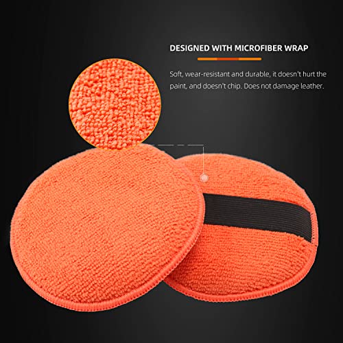 SPTA Microfiber Applicator Pads, 9Pcs 5 inch Car Wax Applicator Hand Polishing Microfiber Foam Pads Set with Grip of Elastic Band, Microfiber Buffing Cleaning Pads for Car Polish Applying Wax - Image 4