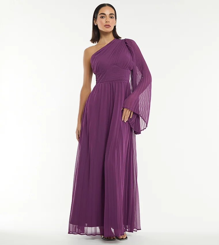 بي سي بي جي BCBG ONE-SHOUDER PLEATED MAXI DRESS
