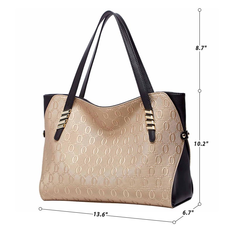 BOYATU Genuine Leather Women Tote Bags: Large Designer Shoulder Purses for - Soft Fashion Handbags (Gold) - Image 4
