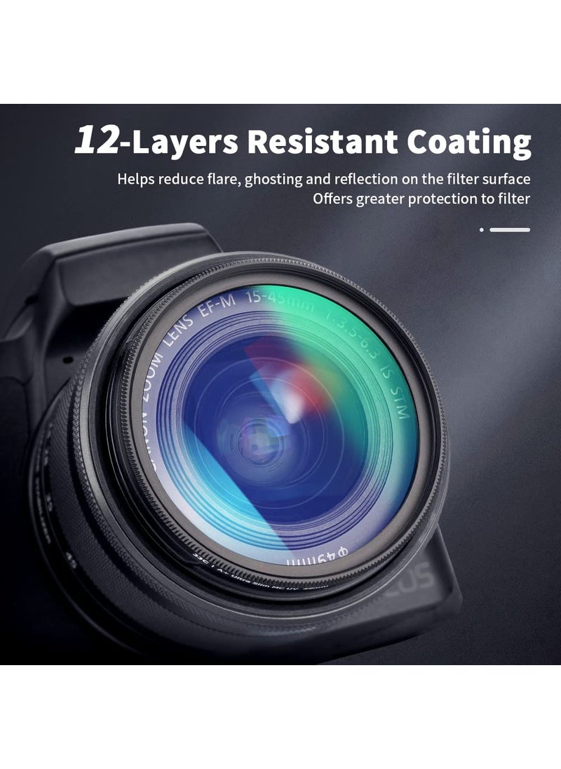 JJC JJC 49mm UV Filter for Canon EOS R100 R50 R10 with RF-S 18-45mm Kit Lens, for Canon EOS M50 M50 Mark II M5 M6 M6 Mark II M200 M100 with EF-M 15-45mm Kit Lens & More Lenses with 49mm Filter Thread  - Image 5
