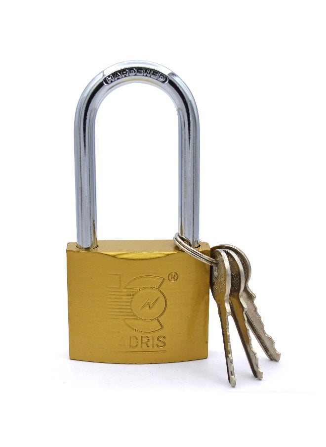 KADRIS Heavy-Duty Security Padlock Long HA-1432, Weather-Resistant in Solid Brass Lock 50 MM - Padlock  shackle with Keys for Sheds, Storage Unit, School, Gym Locker, Fence, Toolbox, Hasp Storage  - Image 1