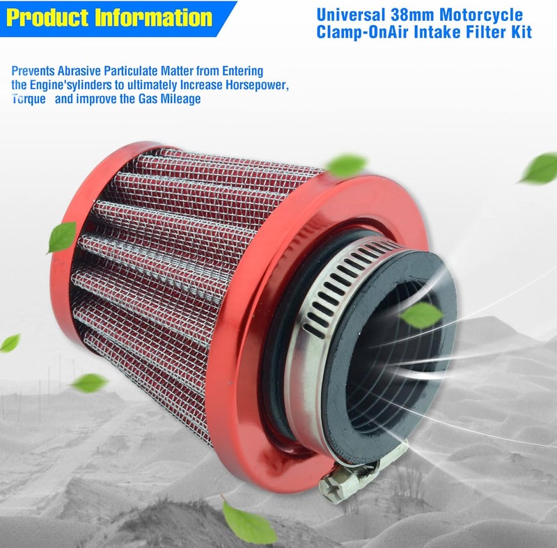 MCHMFG Motorcycle Air Filter 38mm for SSR 110cc 125cc Coolster CRF Dirt Pit Bike GY6 50cc Scooter Moped QMB139 Engine Parts (Red) - Image 4