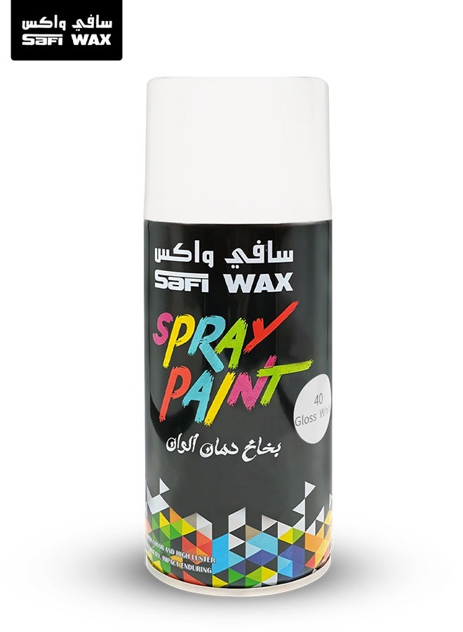 SAFI WAX Spray Paint | Color 40: Gloss White | 400ml Aerosol Can | High Luster, Fast-Drying, Multi-Purpose Enamel for Automotive Touch-Ups, Furniture, and Decorative Use (SFW-P-40) - Image 2