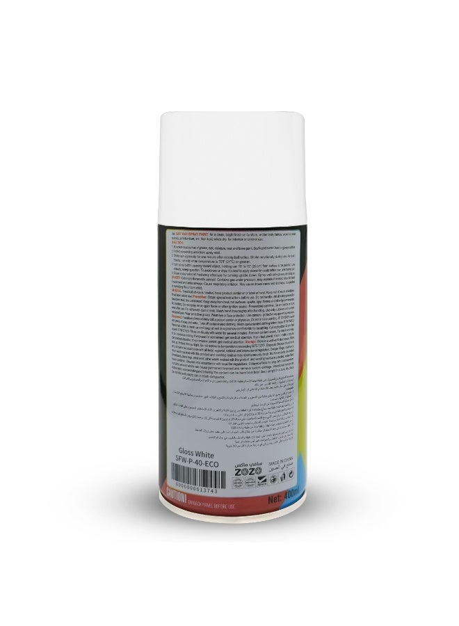 SAFI WAX Spray Paint | Color 40: Gloss White | 400ml Aerosol Can | High Luster, Fast-Drying, Multi-Purpose Enamel for Automotive Touch-Ups, Furniture, and Decorative Use (SFW-P-40) - Image 4