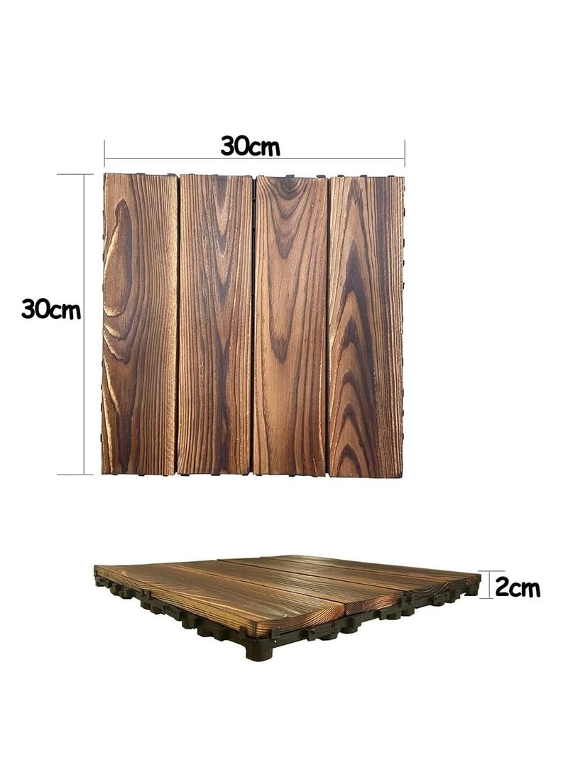 HOME TASTE Wooden Interlocking Decking Tiles 10 PcsHardwood Flooring for Patios Gardens Walkways Stylish Deck Tiles for Indoor & Outdoor Use - Image 2