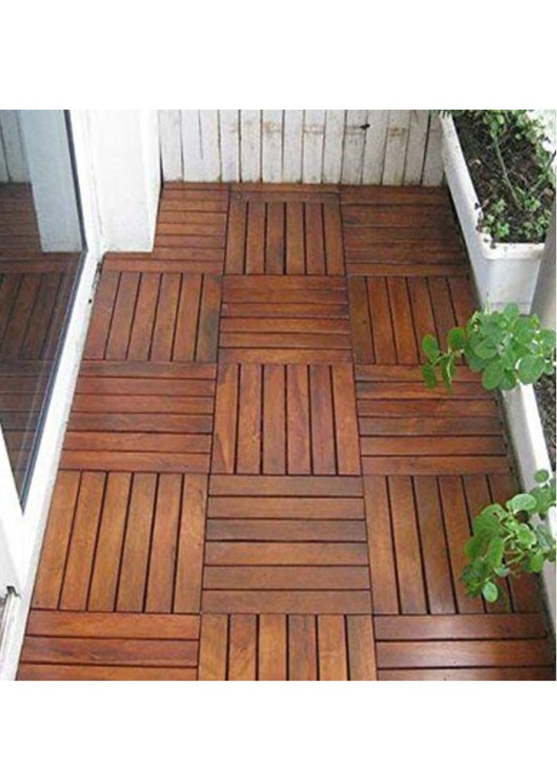 HOME TASTE Wooden Interlocking Decking Tiles 10 PcsHardwood Flooring for Patios Gardens Walkways Stylish Deck Tiles for Indoor & Outdoor Use - Image 3