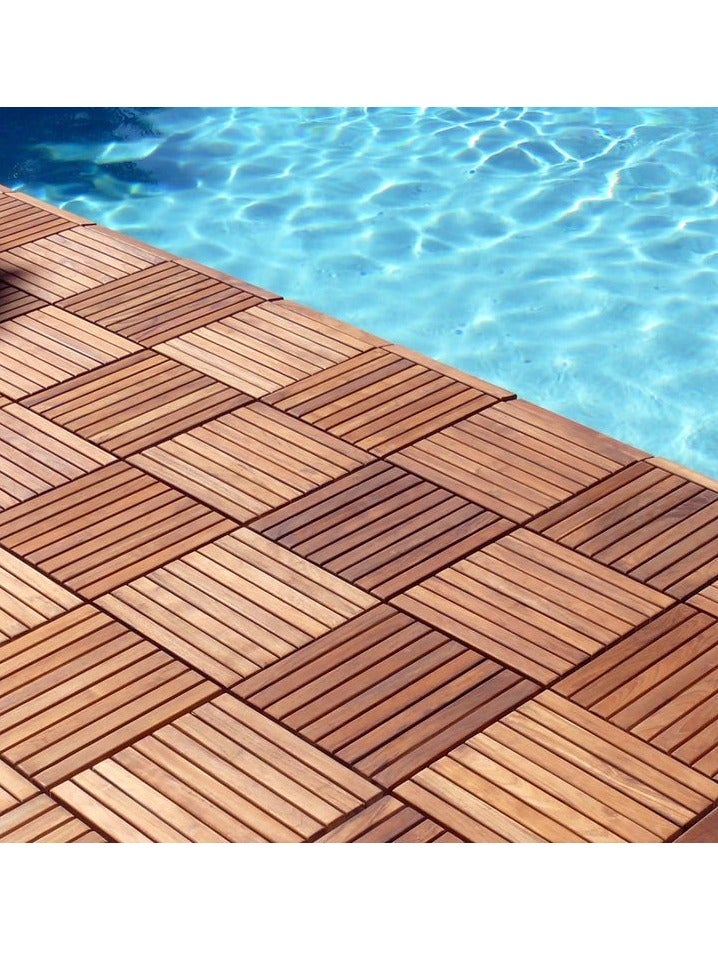 HOME TASTE Wooden Interlocking Decking Tiles 10 PcsHardwood Flooring for Patios Gardens Walkways Stylish Deck Tiles for Indoor & Outdoor Use - Image 5