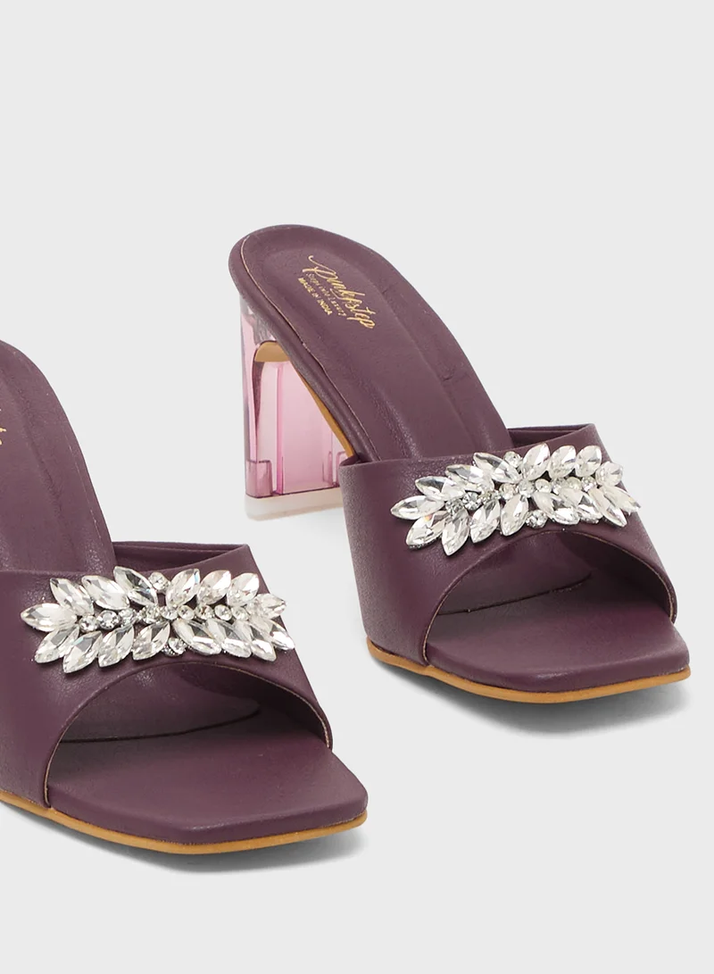 Pink Step High Heeled Sandal With Bow