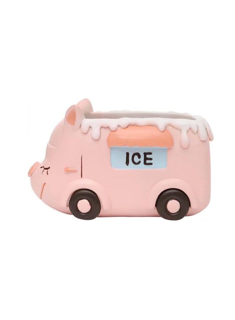 Generic Resin Succulent Plant Pot, Camper Car Succulent Plant Pot/Plant Pot/Flower Pot/Bonsai Pot for Herbs, Succulents, Cactus Pen Holder, Suitable for Micro Landscape Home Decoration (Ice Drink Cart)  - Image 1