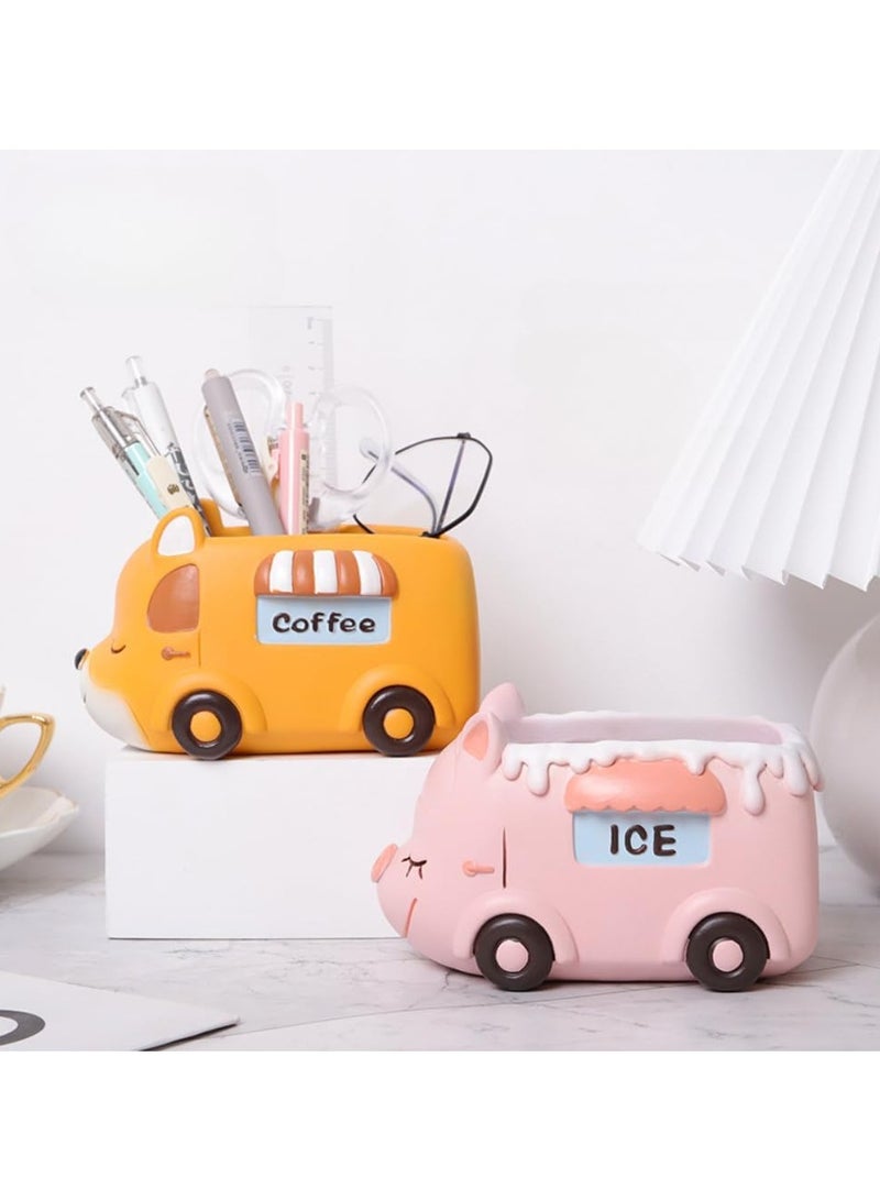 Generic Resin Succulent Plant Pot, Camper Car Succulent Plant Pot/Plant Pot/Flower Pot/Bonsai Pot for Herbs, Succulents, Cactus Pen Holder, Suitable for Micro Landscape Home Decoration (Ice Drink Cart)  - Image 2