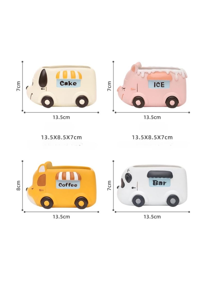 Generic Resin Succulent Plant Pot, Camper Car Succulent Plant Pot/Plant Pot/Flower Pot/Bonsai Pot for Herbs, Succulents, Cactus Pen Holder, Suitable for Micro Landscape Home Decoration (Ice Drink Cart)  - Image 3