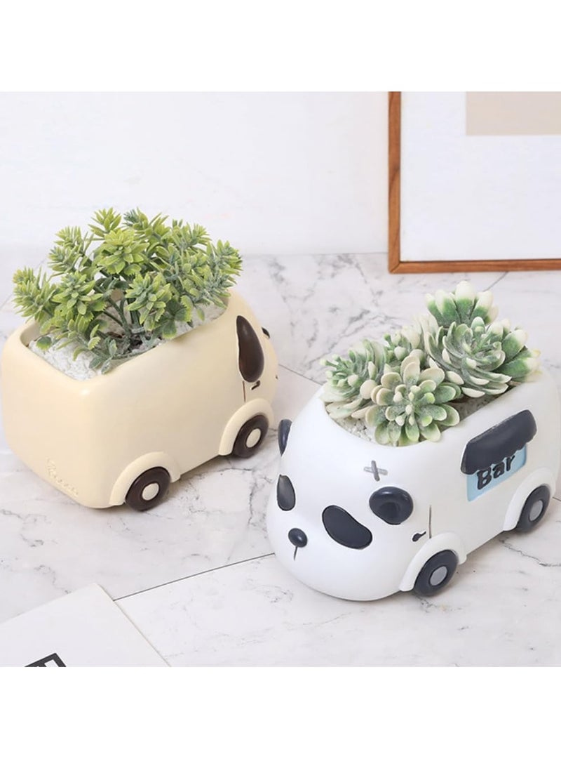 Generic Resin Succulent Plant Pot, Camper Car Succulent Plant Pot/Plant Pot/Flower Pot/Bonsai Pot for Herbs, Succulents, Cactus Pen Holder, Suitable for Micro Landscape Home Decoration (Ice Drink Cart)  - Image 5