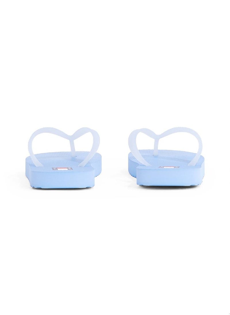 TOMMY JEANS - Women's Logo Flip-Flops  - Faux Leather, Blue - Image 1