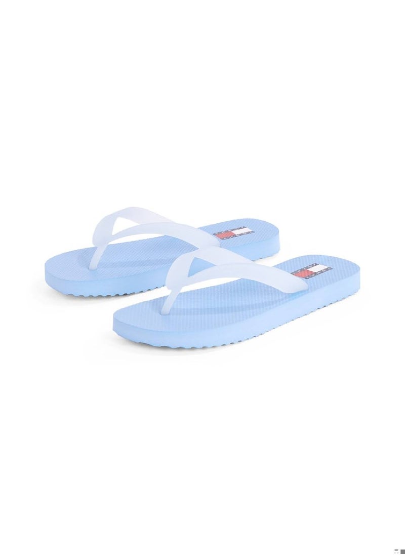 TOMMY JEANS - Women's Logo Flip-Flops  - Faux Leather, Blue - Image 1