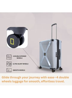NATIONAL GEOGRAPHIC National Geographic Metallic PC Hardside Luggage Silver Trolley Set of 3, Lightweight Durable Anti-Theft Zipper TSA Lock Bags, 4 Double Spinner Wheels, Expandable Suitcase with Aluminum Telescopic Handle  - Image 3
