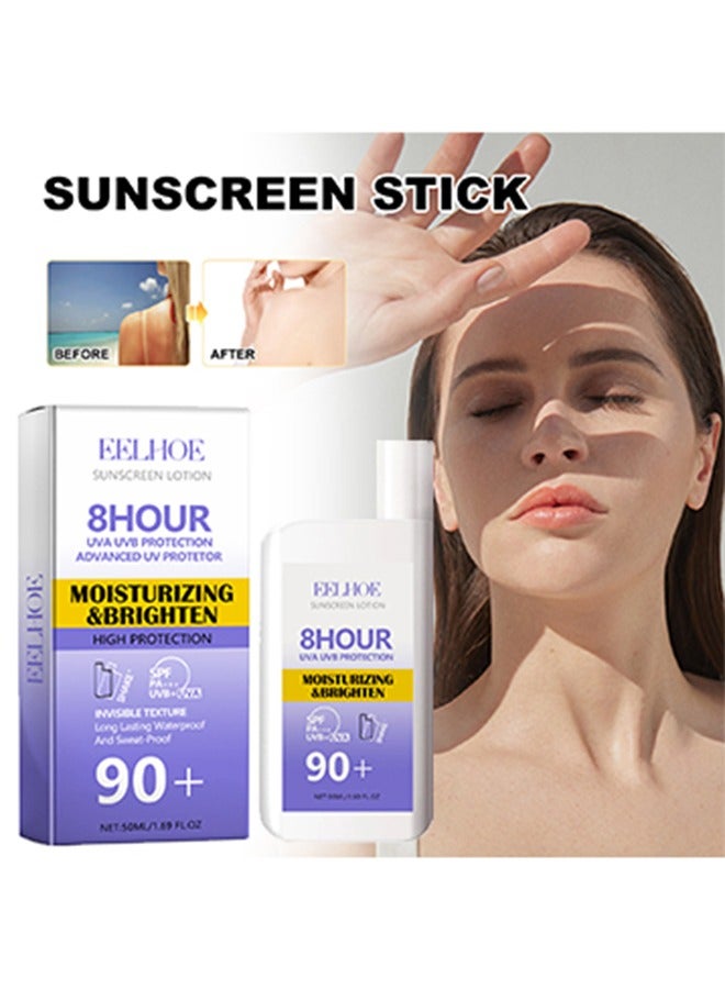 EELHOE SPF 90+ Sunscreen Lotion-Long Lasting Waterproof And Sweat-Proof UVB+UVA Protection Sunscreen For All Skin 50ml - Image 1