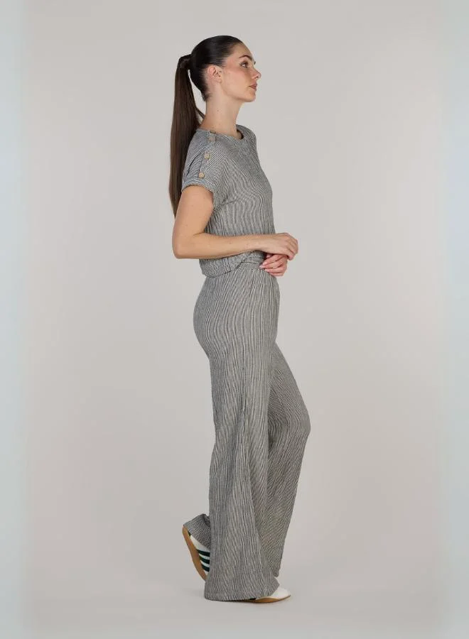 Just Nature Jenny Shoulder Top with Half-button Placket