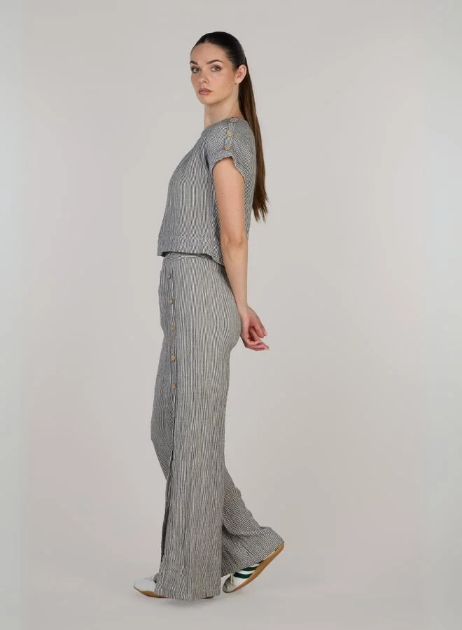 Just Nature Jenny Shoulder Top with Half-button Placket