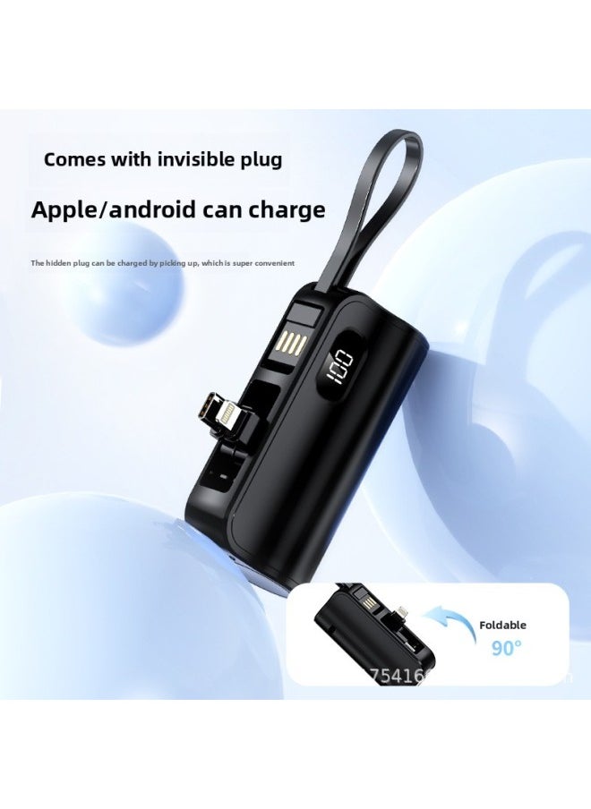 Generic - Mini Charging Treasure Capsule Hidden Double Plug Self-cable In-line Mobile Power Printed Logo-Color:Pink Double Plug "Type-c Apple]-Power Supply Capacity:3000 Mah [10w Ordinary Charging Version] - Image 1