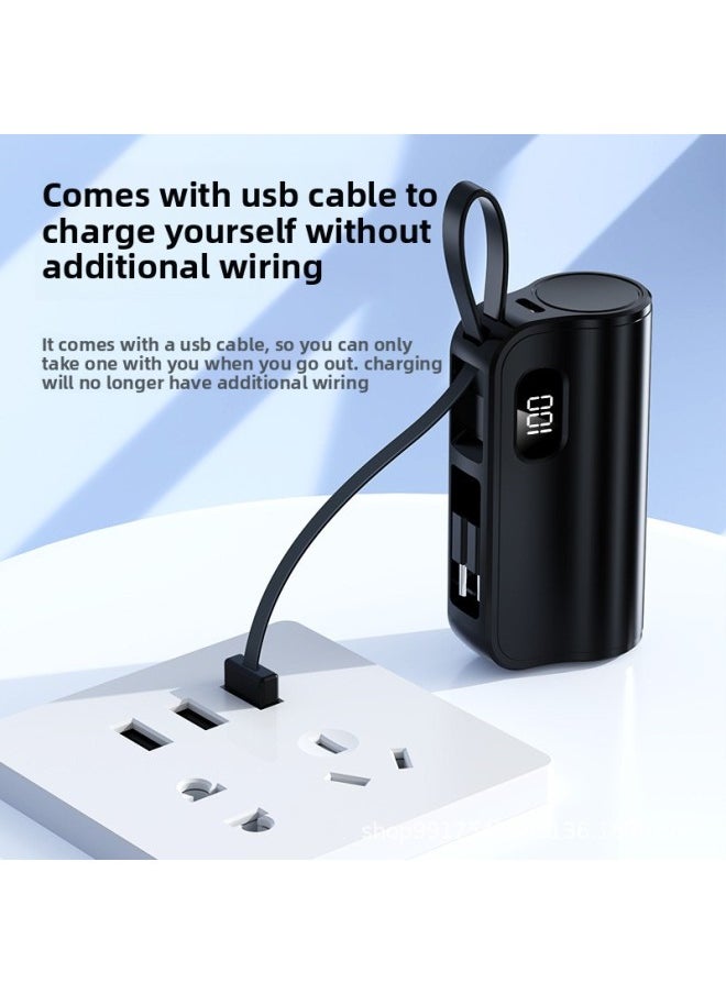 Generic - Mini Charging Treasure Capsule Hidden Double Plug Self-cable In-line Mobile Power Printed Logo-Color:Pink Double Plug "Type-c Apple]-Power Supply Capacity:3000 Mah [10w Ordinary Charging Version] - Image 1