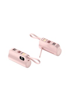 Mini Charging Treasure Capsule Hidden Double Plug Self-cable In-line Mobile Power Printed Logo-Color:Pink Double Plug "Type-c Apple]-Power Supply Capacity:3000 Mah [10w Ordinary Charging Version]