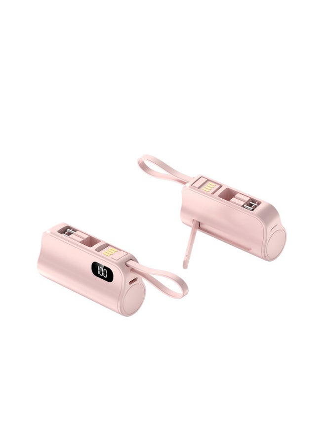 Generic - Mini Charging Treasure Capsule Hidden Double Plug Self-cable In-line Mobile Power Printed Logo-Color:Pink Double Plug "Type-c Apple]-Power Supply Capacity:3000 Mah [10w Ordinary Charging Version] - Image 1