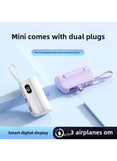 Generic Mini Charging Treasure Capsule Hidden Double Plug Self-cable In-line Mobile Power Printed Logo-Color:Pink Double Plug "Type-c Apple]-Power Supply Capacity:3000 Mah [10w Ordinary Charging Version]  - Image 4