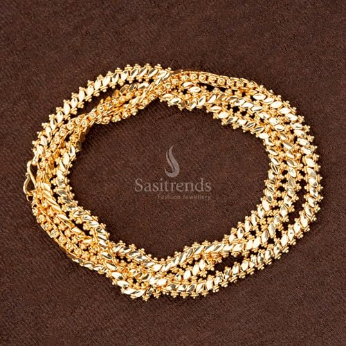 Sasitrends Golden Brass Micro Gold Plated Designer Chain for Women (Gold, 1 Gram) - Image 2