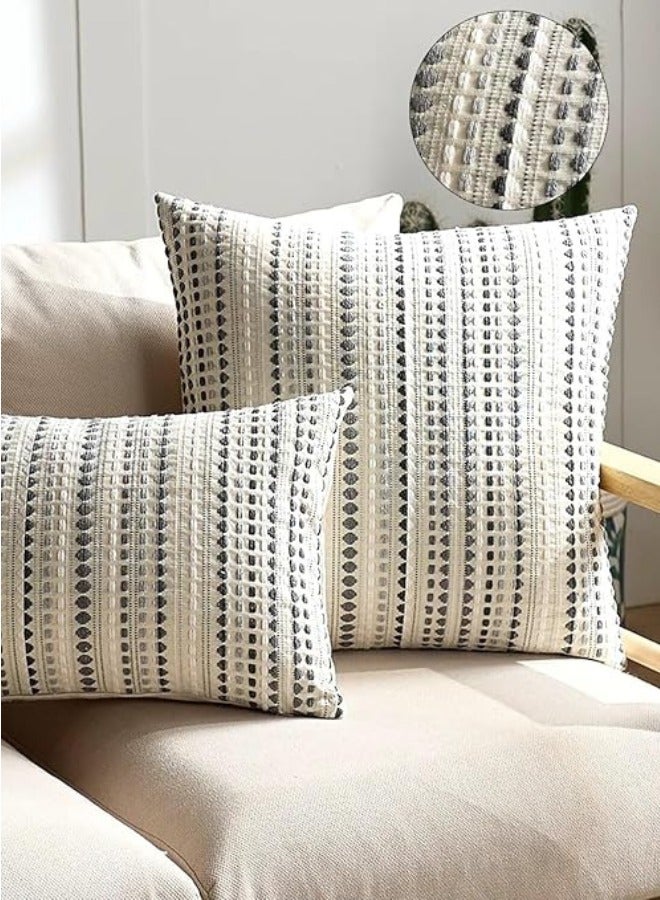 The Manatees The Manatees Decorative Throw Pillow Cover, Lenin Cotton Jacquard Geometric Rectangle Cushion Case, 40x40cm (Grey) 