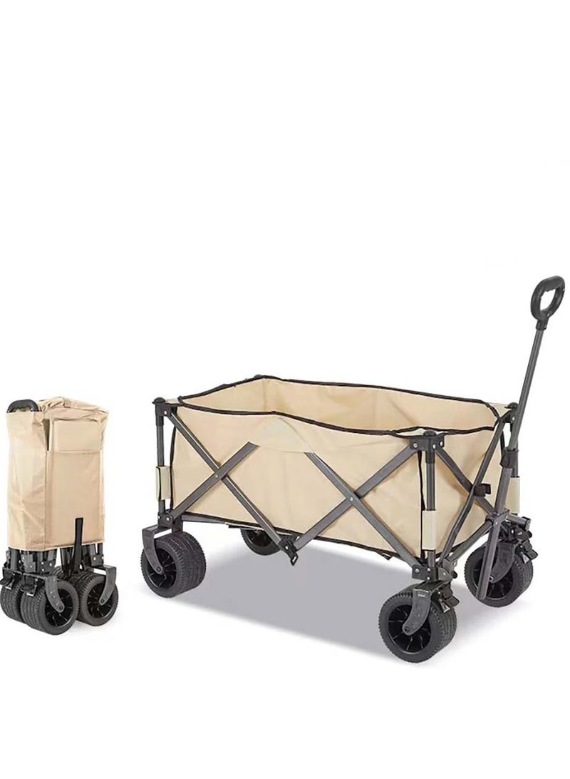 HEXAR® Heavy Duty Shopping Trolley Collapsible Utility Cart Beach Wagon 360° Wheels & Adjustable Handle, 150Kg Capacity Foldable Grocery Cart for Garden Patio Outdoor Camping Picnic - Image 1