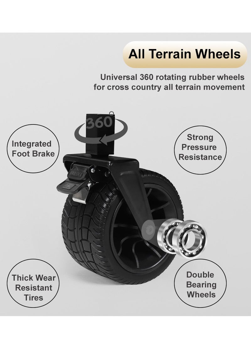 HEXAR® Heavy Duty Shopping Trolley Collapsible Utility Cart Beach Wagon 360° Wheels & Adjustable Handle, 150Kg Capacity Foldable Grocery Cart for Garden Patio Outdoor Camping Picnic - Image 4