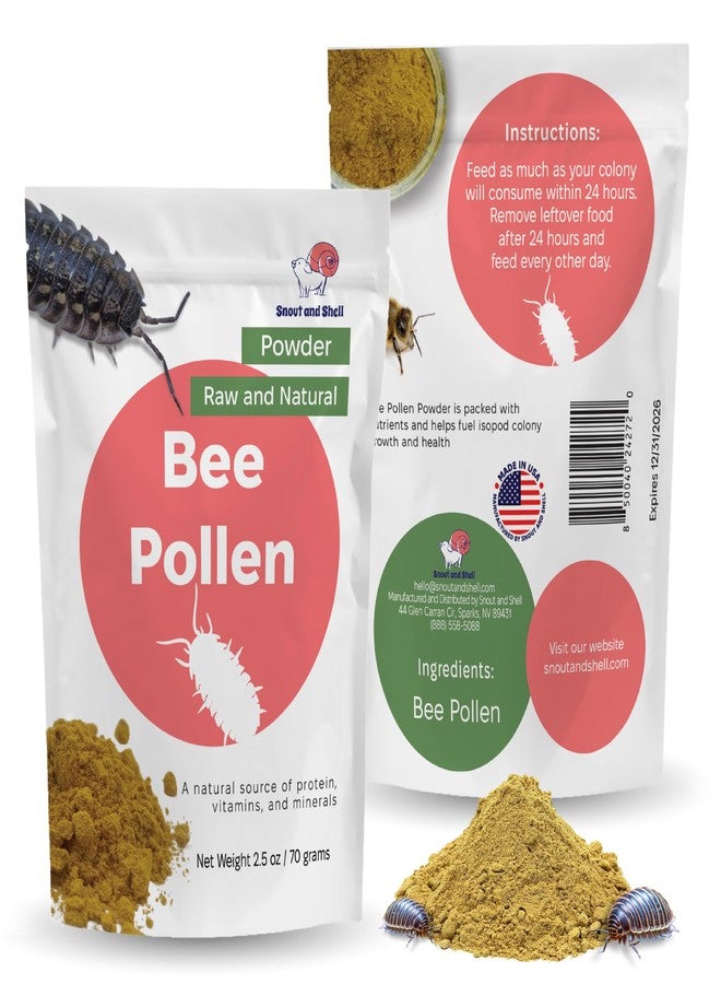 Snout and Shell Bee Pollen Powder for Isopods - 100% USA-Sourced Natural Bug and Insect Supplement - Breeding Support for Bioactive Enclosures - Fine Powder Clean-Up Crew Food - 2.5 oz - Image 1