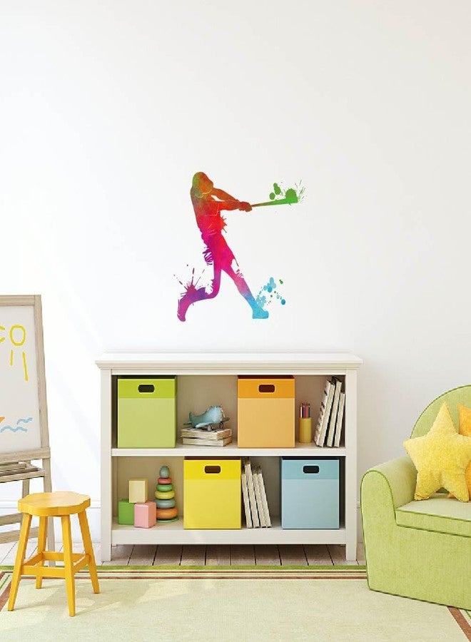 SUPERDANT Colorful Baseball Wall Stickers Sports Figure Wall Decal Large Size Minimalist Style Sports Room Training Field Baseball Field Wall Decoration - Image 4