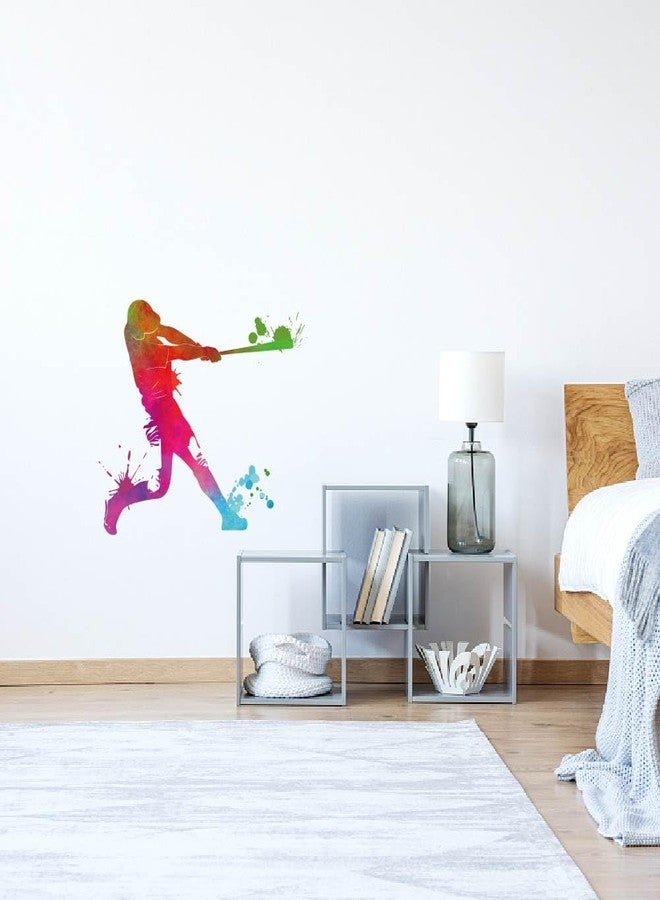 SUPERDANT Colorful Baseball Wall Stickers Sports Figure Wall Decal Large Size Minimalist Style Sports Room Training Field Baseball Field Wall Decoration - Image 3