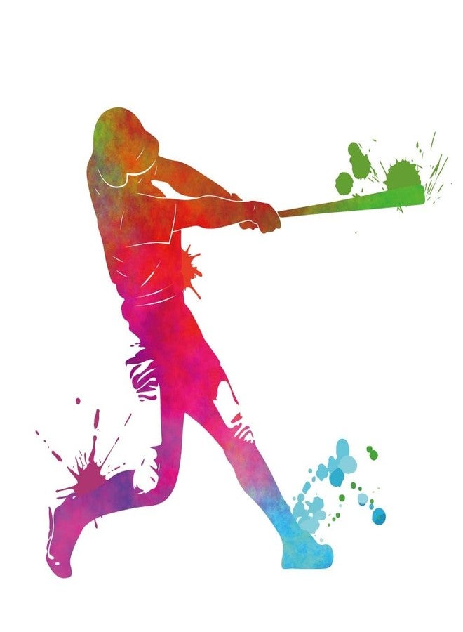 SUPERDANT Colorful Baseball Wall Stickers Sports Figure Wall Decal Large Size Minimalist Style Sports Room Training Field Baseball Field Wall Decoration - Image 1