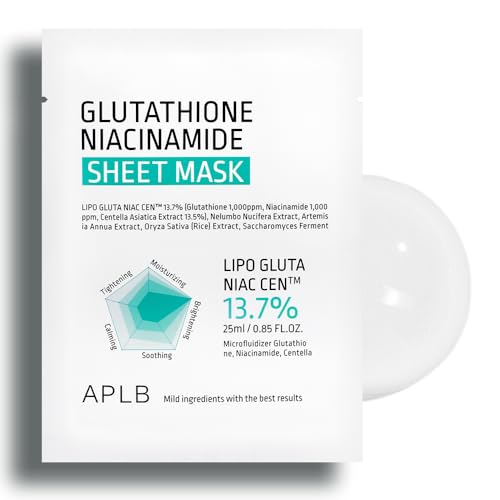 APLB Glutathione Niacinamide Sheet Mask 10pcs LIPO GLUTA NIAC CEN 137 085 FLOZKorean Skincare Deep hydration Soothing Sensitive Skin Improve skin elasticity