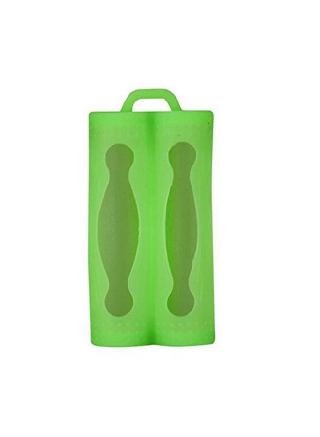Double-section 18650 Double-section Battery Silicone Case Power Lithium Battery Case Double-Section Anti-drop Collision Anti-short Circuit-Color:Green 18650 Double Battery Silicone Case - Image 1