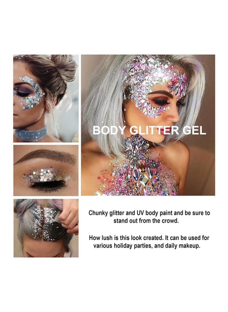2-Pack Mermaid Sequin Body Glitter Gel, Long-Lasting Holographic Liquid Makeup for Women, Waterproof Face Glitter Gel for All-Day Sparkle. - Image 4