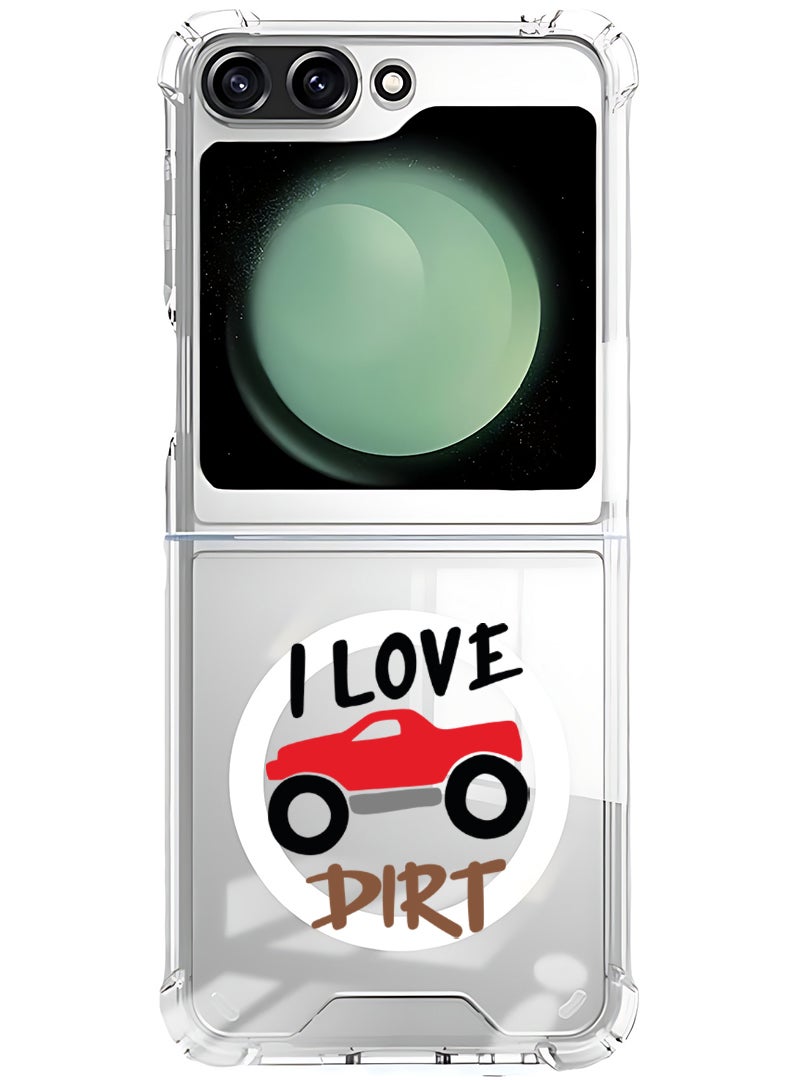 Theodor Magnetic Case for Samsung Galaxy Z Flip 5 Compatible with MagSafe Wireless Charging, Shockproof Phone Bumper Cover I love dirt - Image 1