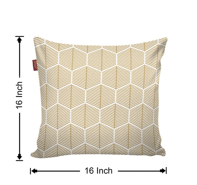 AEROHAVEN Premium Set of 5 Ethnic Digital Printed Hand Stitched Throw Pillow/Cushion Covers - (Beige and White, 16 x 16 Inch) - Image 3
