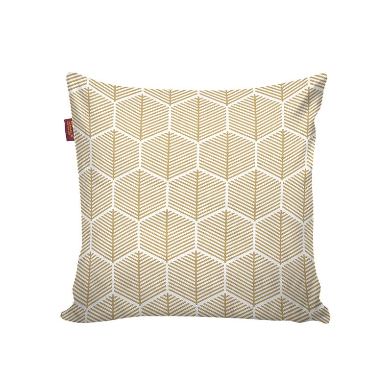 AEROHAVEN Premium Set of 5 Ethnic Digital Printed Hand Stitched Throw Pillow/Cushion Covers - (Beige and White, 16 x 16 Inch) - Image 5