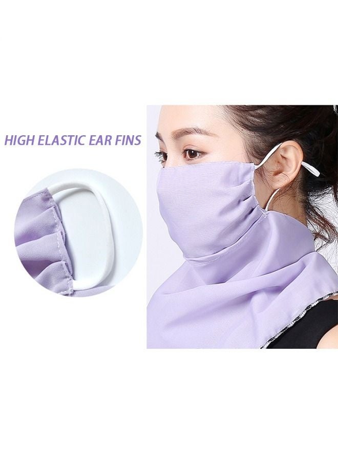 Generic Sun Chiffon protection face Mask, Veil Neck Gaiter Protector Ear Loops Collar Bandana Scarf, Dust Sports Headwear (Purple) - Image 1