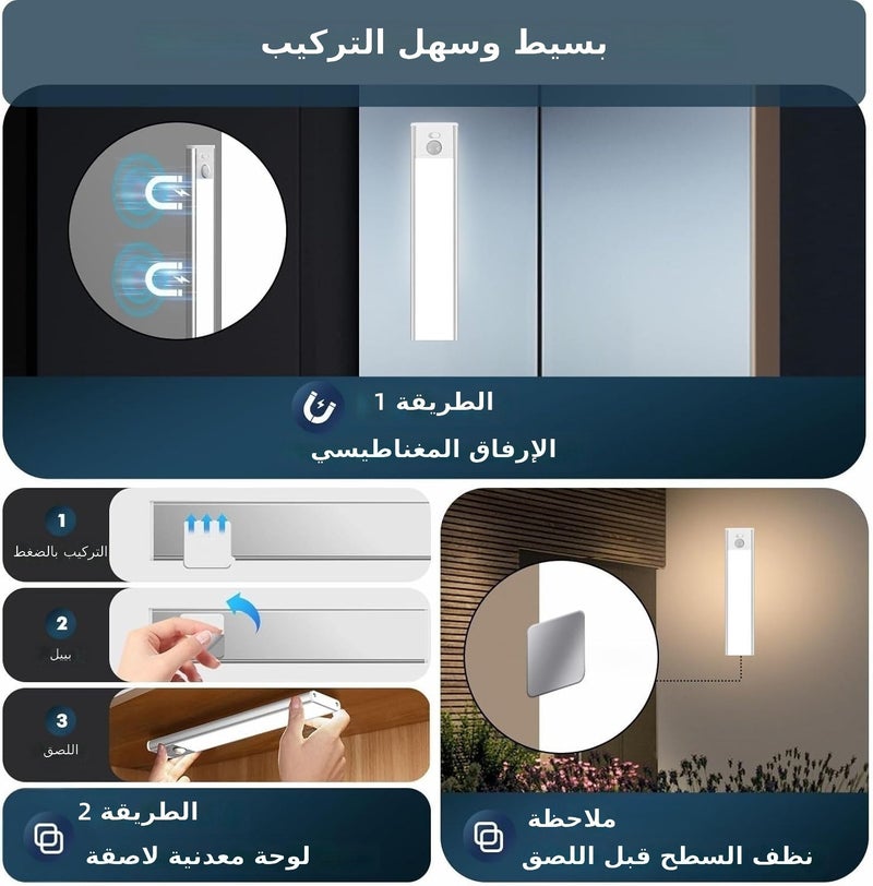 مصباح خزانة مغناطيسي قابل لإعادة الشحن من سانوفوتوريون MZ-L1007 مع مستشعر حركة، LED قابل للتعتيم بـ 3 ألوان، 40 سم - Image 4