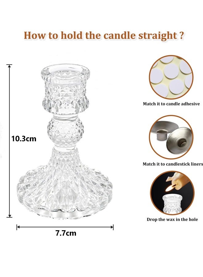 oldlaiben Glass Candlestick Holders, Clear Diamond Taper Candle Holders for Table Centerpiece, Home Decorations, Valentine Day, Wedding and Party（Clear） - Image 2