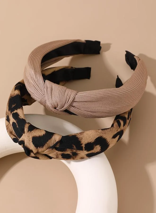 Take Two  Set of 2 - Leopard Print Knot Headband for Women | Best Price UAE