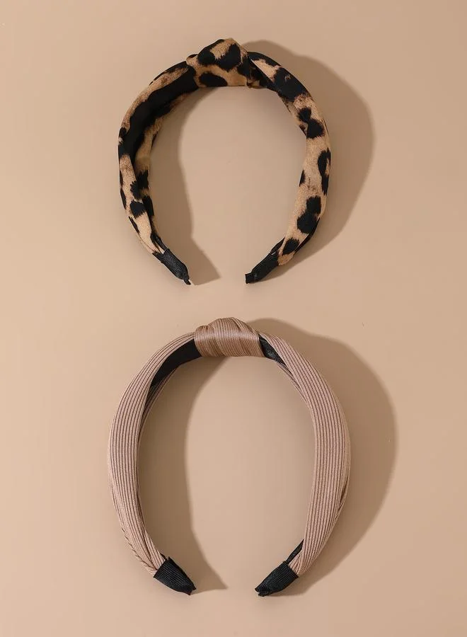 Take Two  Set of 2 - Leopard Print Knot Headband for Women | Best Price UAE